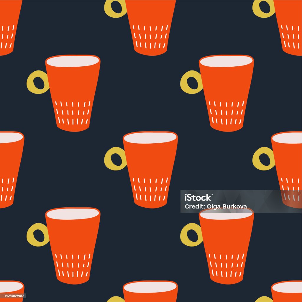 Seamless Pattern Of Red Cups Design Print To Social Media Kitchen Textile  Wallpaper Wrapping Paper Element For Pottery Studio Tableware Store Craft  Home Decor Stock Illustration - Download Image Now - iStock