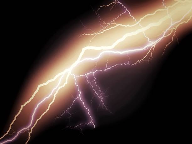 istock 3D illustration of lightning in the night sky 1424061877