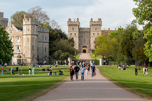 Windsor, UK - April 30, 2022: Windsor Castle, Royal residence at Windsor in the English county of Berkshire.