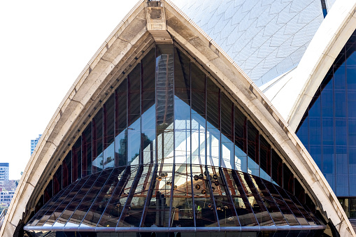 Sydney, Australia - September 11, 2022: Closeup Sydney Opera house, front view