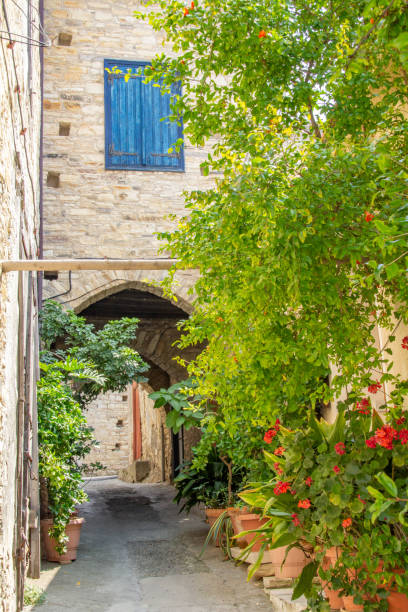 Narrow cobbled lanes in Pano Lefkara, Cyprus