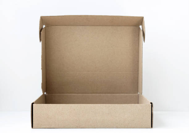 istock Empty box. open empty cardboard box isolated on white background. Focus from the front of the box. 1424064602