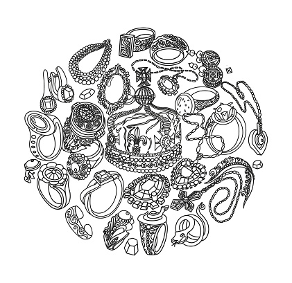 Jewelry doodle set. Vector illustrator.