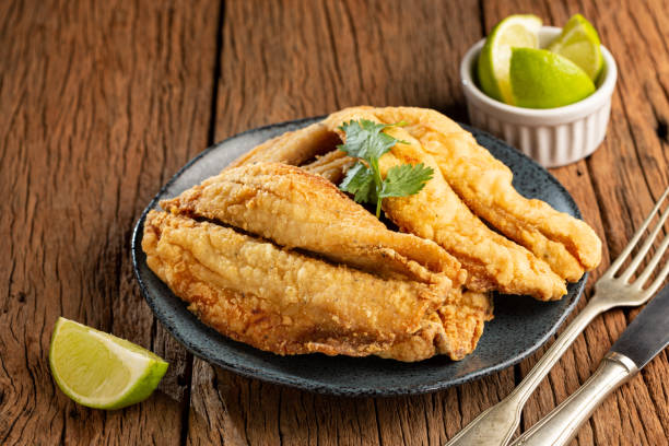 istock Fried sardines in the plate on the table. 1424064743