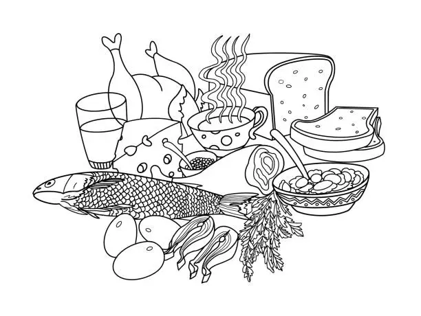 Vector illustration of Food Doodle