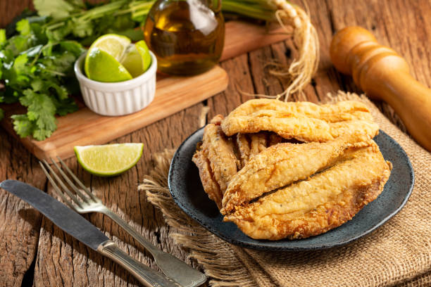 istock Fried sardines in the plate on the table. 1424064766