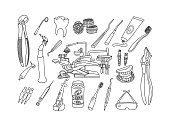 istock Dentist Equipment Doodle Set 1424064813