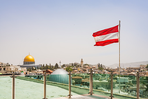 View of the Old City of Jerusalem from the Austrian Hospice Rooftop in Jerusalem, Jerusalem District, Israel