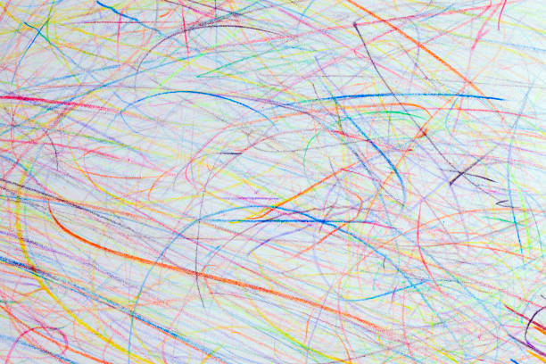 istock Chaotic lines drawn on paper with pencils 1424071708