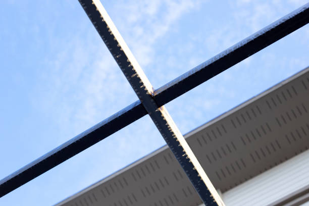 istock Steel roof structure. Build a room addition 1424075135
