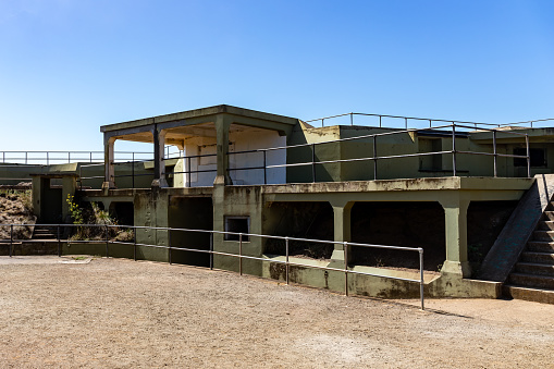 This abandoned military overlooks and was used to protect the Golden Gate Bridge in San Francisco, California