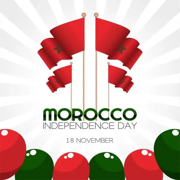 Vector illustration of Morocco Independence Day Vector Illustration.  Suitable for greeting card, poster and banner.