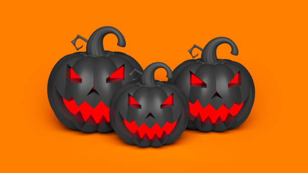 istock Black color halloween pumpkins. 1424088737