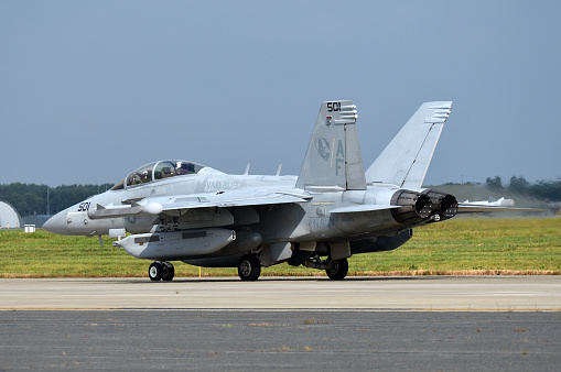 Aomori Prefecture, Japan - September 11, 2022:United States Navy Boeing EA-18G Growler electronic warfare aircraft from VAQ-209 \