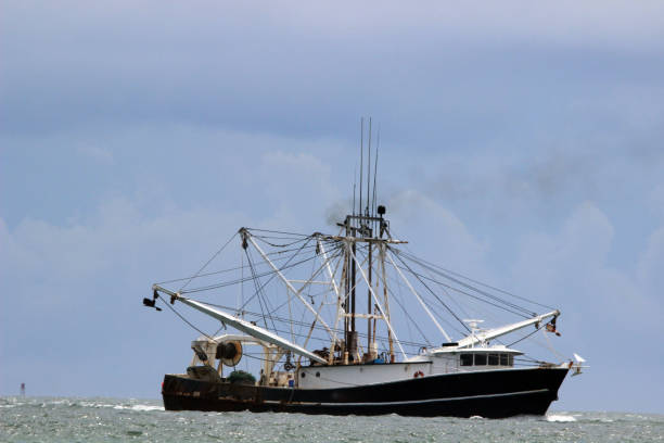 Fishing Trawler in Atlantic Ocean stock photo