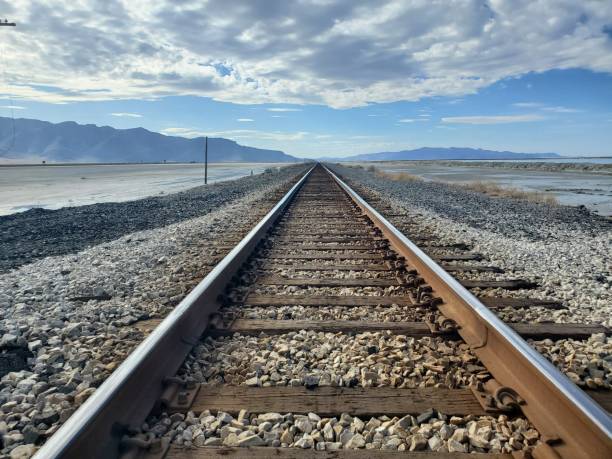 istock Railroad by the Great Salt Lake 1424105731