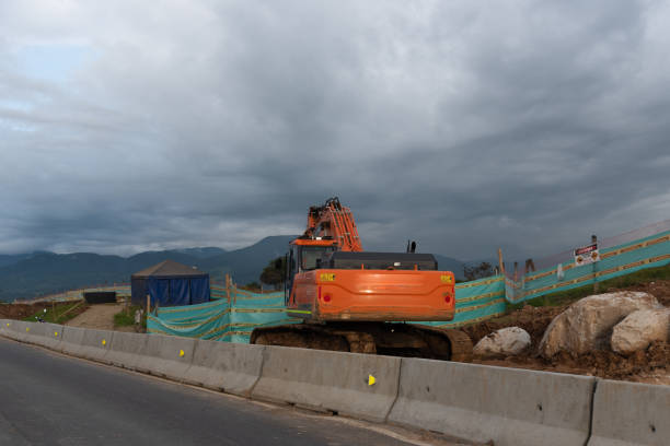 istock Construction on the side of a highway in Colombia. 1424116160