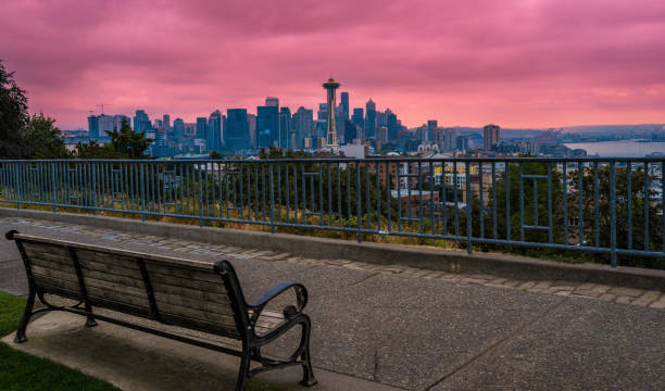 istock Seattle skyline and cityscape at sunset 1424121684