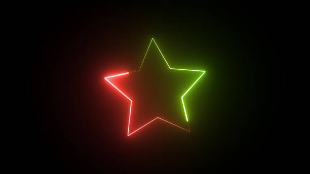 istock Star neon line loop, neon frame, motion, yellow bright, animation, futuristic graphic, square loop design, digital background, glow laser, electric led, 4k club, disco glowing illumination, fluorescent geometric 1424122427