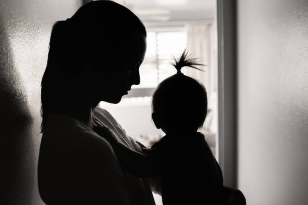 istock Female babysitter feels exhausted. 1424124275