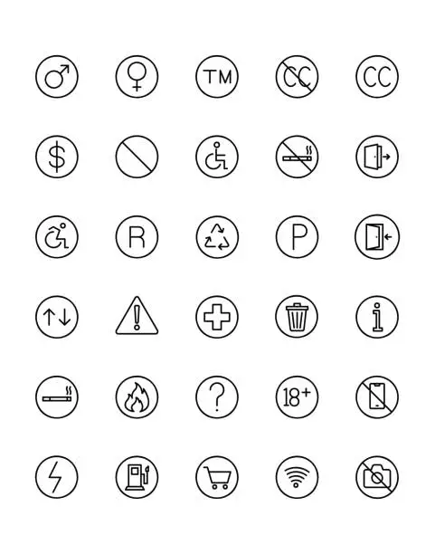 Vector illustration of public sign Icon Set 30 isolated on white background