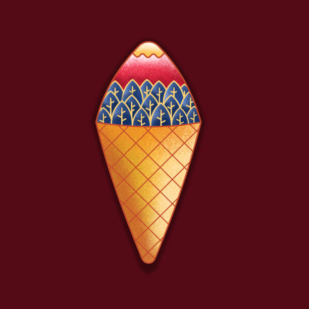 istock Illustration Design of a combination of ice cream and mountains with trees 1424126975