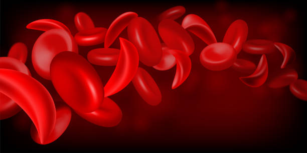 normale rote blutkörperchen und sichelzellen fließen in der arterie ein. - sickle cell anemia red blood cell blood cell anemia stock-grafiken, -clipart, -cartoons und -symbole