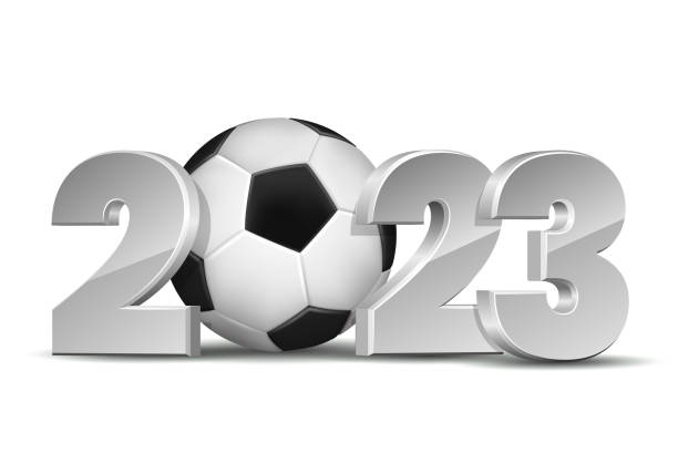 istock New Year numbers 2023 with soccer ball isolated on white background. 1424138615