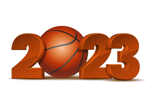 ilustrações de stock, clip art, desenhos animados e ícones de new year numbers 2023 with basketball ball isolated on white background - youth league