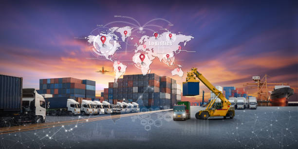 istock World map with logistic network distribution, Logistic and transport concept in front Industrial Container Cargo freight ship for Concept of fast or instant shipping, Online goods orders worldwide 1424138745