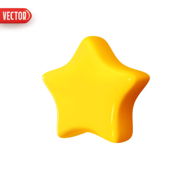 istock Yellow star. Matte golden star shape. Realistic 3d design element In plastic cartoon style. Icon isolated on white background. Vector illustration 1424138753