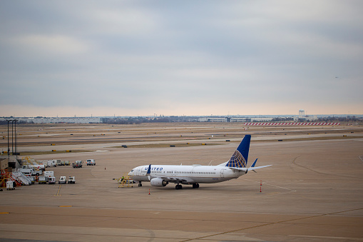 United Airline Boeing 737-824 aircraft with registration N87513 parked on tarmac at Dallas/Fort Worth International Airport in January 2022
