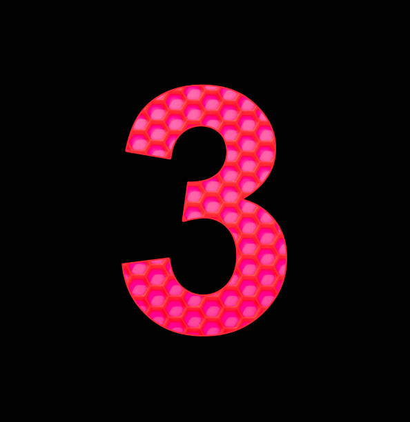istock Number 3 - Digit three on the background of red silicone hexagonal 1424157388