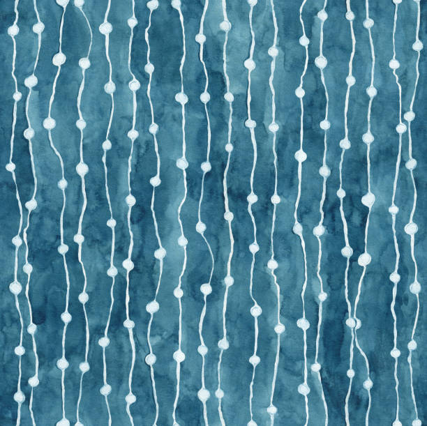 темно-бирюзовый полосатый фон. волнистые линии с кругами на фактурной бумаге. - seaweed seamless striped backgrounds stock illustrations