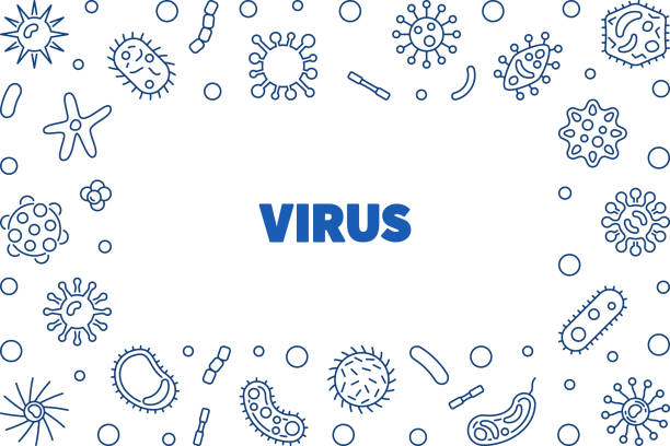 linearer rahmen oder illustration des virenvektorkonzepts - influenza a virus stock-grafiken, -clipart, -cartoons und -symbole