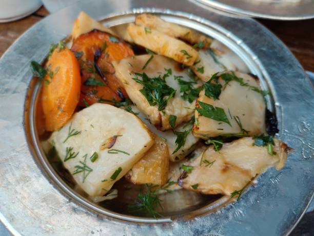 istock Grilled cooked celeric slices as appetizer meze serving at Istanbul turkey 1424182415