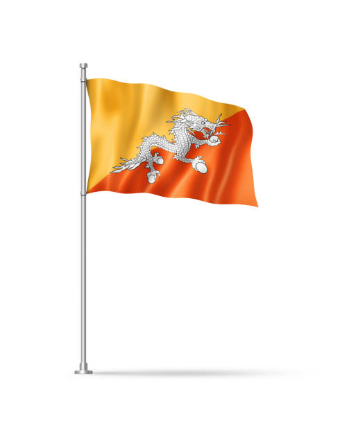 Bhutan flag, 3D illustration, isolated on white