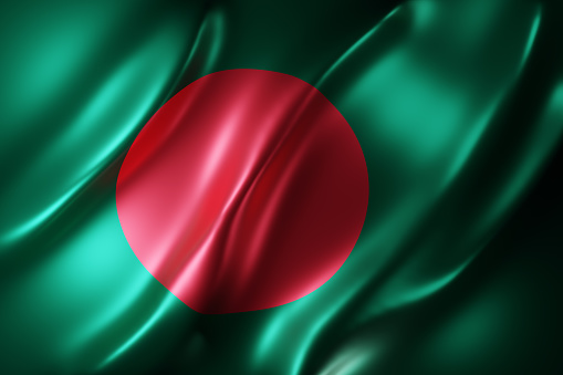 3d rendering of a silked Bangladesh flag