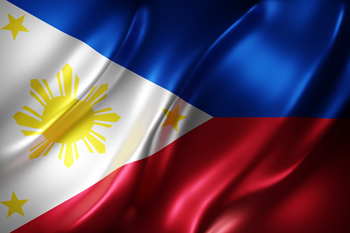 3d rendering of a silked Philippines flag