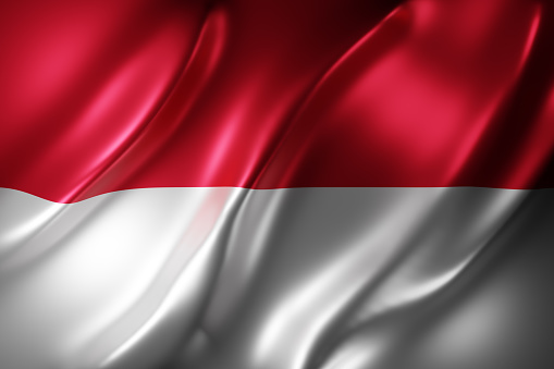 3d rendering of a silked Indonesia flag
