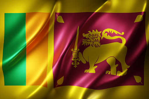 3d rendering of a silked Sri Lanka flag