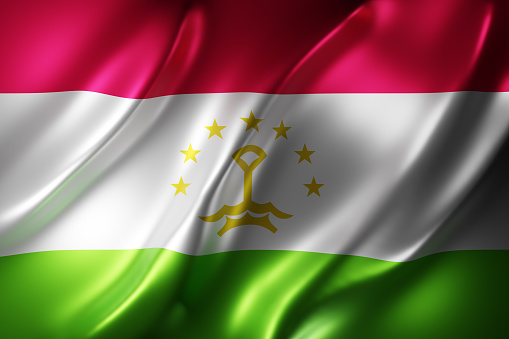 3d rendering of a of a silked Tajikistan flag