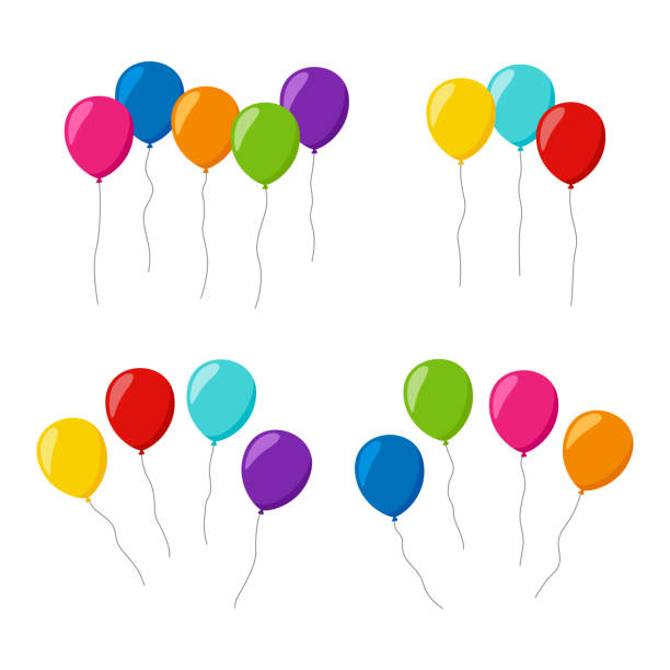 ilustrações de stock, clip art, desenhos animados e ícones de set of balloon isolated on white background - nobody inflatable equipment rope