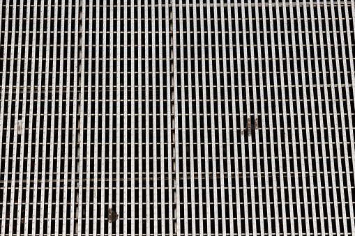 Metal grate flooring detail.