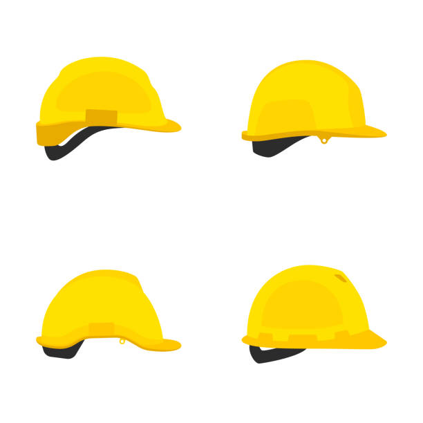 ilustrações, clipart, desenhos animados e ícones de conjunto de capacete de segurança isolado em fundo branco - capacete de obra