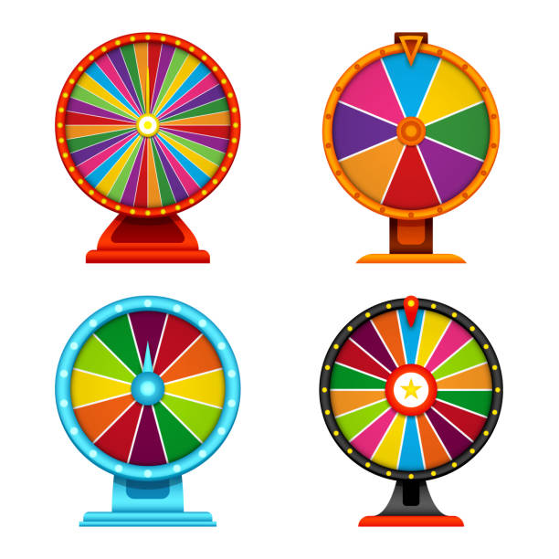 glücksrad isoliert auf weißem hintergrund - roulette roulette wheel wheel isolated stock-grafiken, -clipart, -cartoons und -symbole