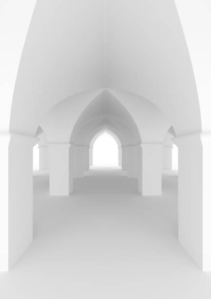 istock Hall of castle or ancient mosque with columns. 1424192386