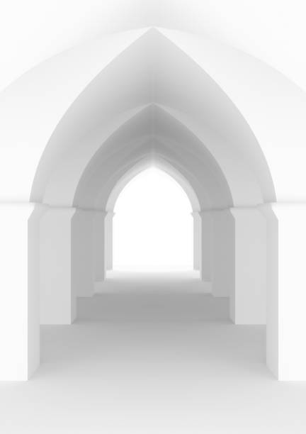 istock Hall of ancient mosque or castle with columns. 1424192387