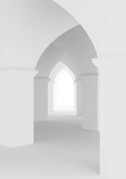 istock Hall of castle or ancient mosque with columns closeup 1424192392