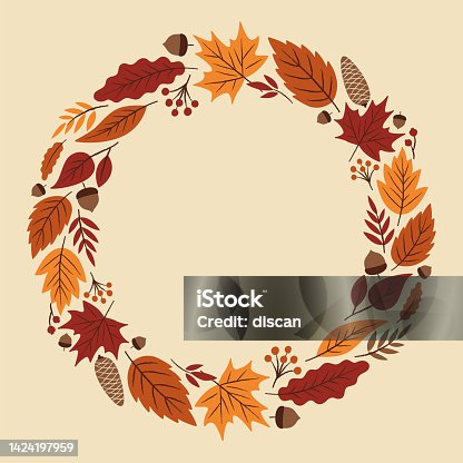 istock Thanksgiving, Autumn or Fall Themed Wreath 1424197959